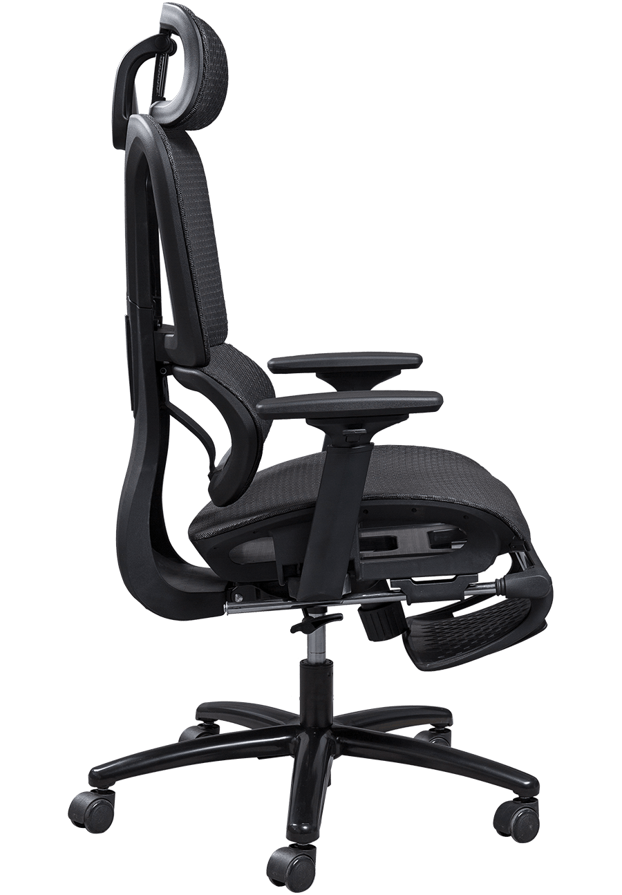 Cadeira de escritório ergonômica de malha, estrutura de plástico, design clássico, cadeira de malha, encosto de cabeça ajustável, cadeira de escritório com apoio para os pés details