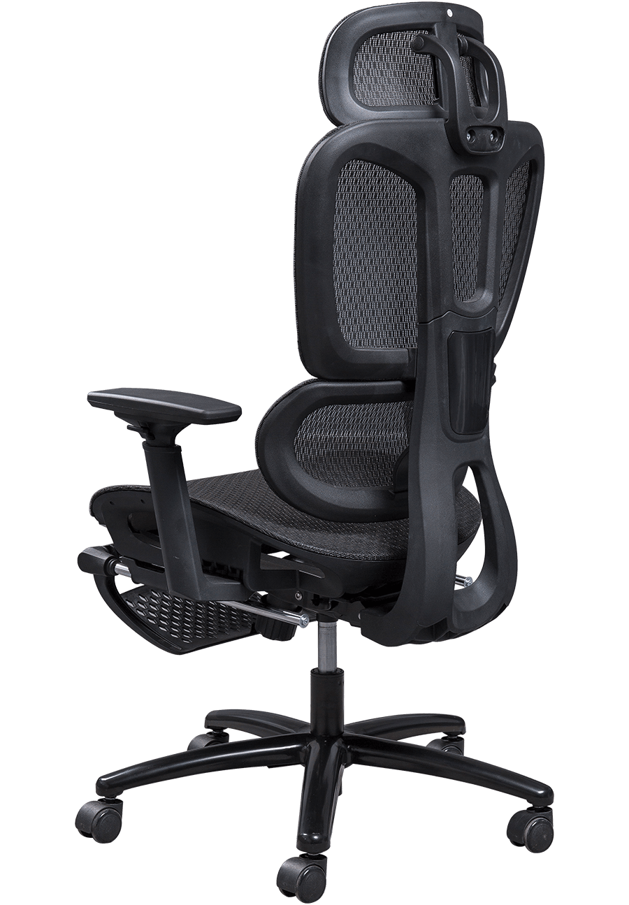 Cadeira de escritório ergonômica de malha, estrutura de plástico, design clássico, cadeira de malha, encosto de cabeça ajustável, cadeira de escritório com apoio para os pés details