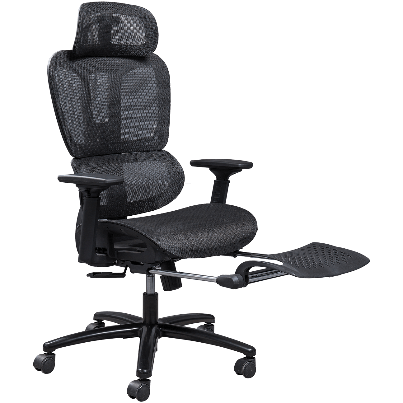 Cadeira de escritório ergonômica de malha, estrutura de plástico, design clássico, cadeira de malha, encosto de cabeça ajustável, cadeira de escritório com apoio para os pés details