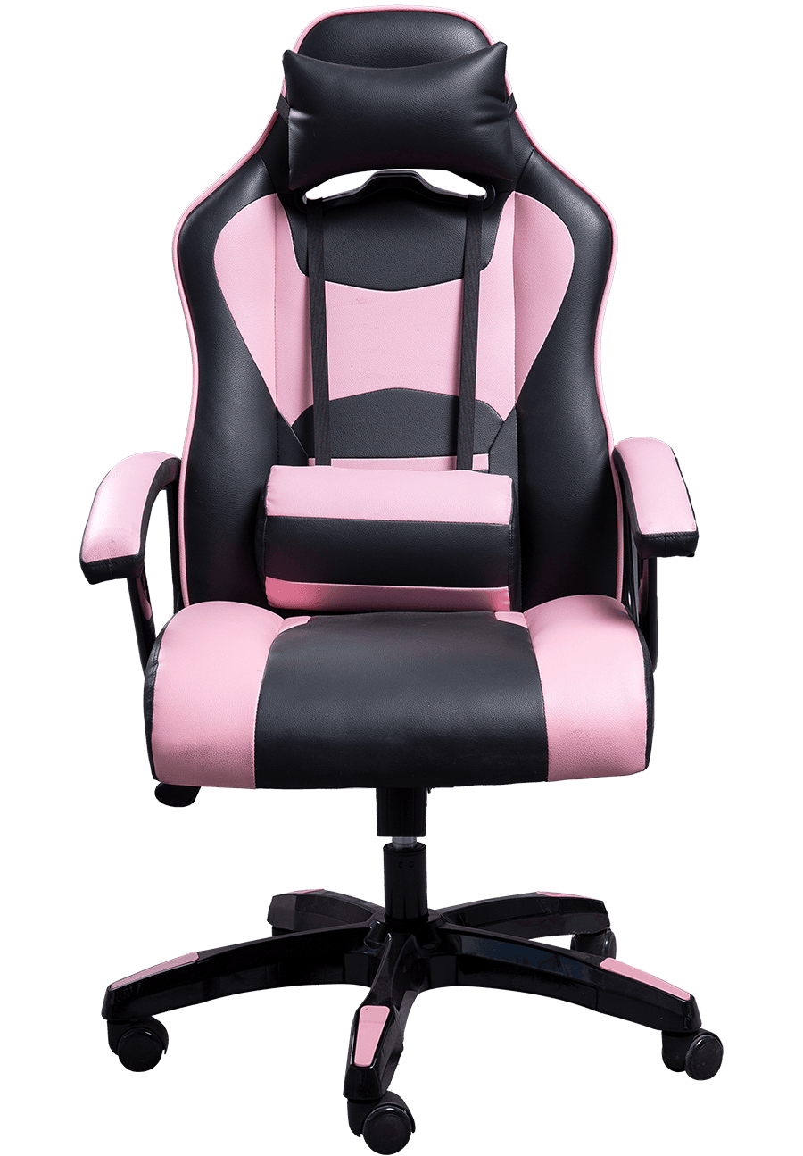 Preto rosa couro sintético feminino crianças cadeira de computador encosto de altura ajustável cadeira de jogos