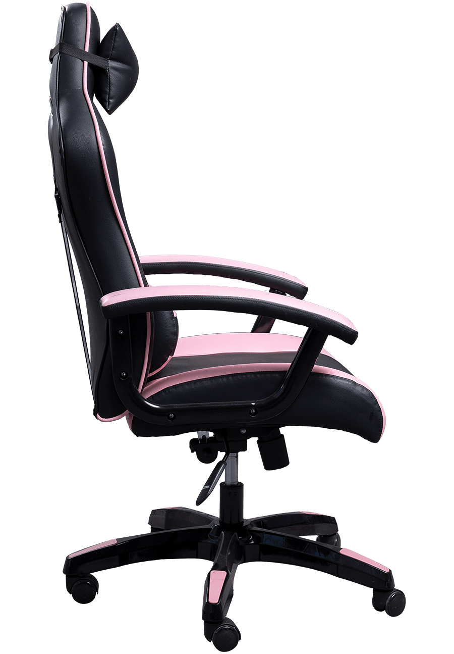 Cadeira de escritório de couro PU preto rosa de qualidade superior confortável sentado PC Gamer Racing Chair details